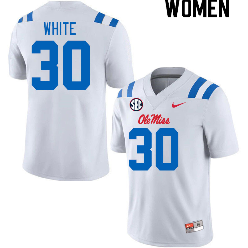 Women #30 Trip White Ole Miss Rebels 2024 New Uniforms College Football Jerseys Stitched-White